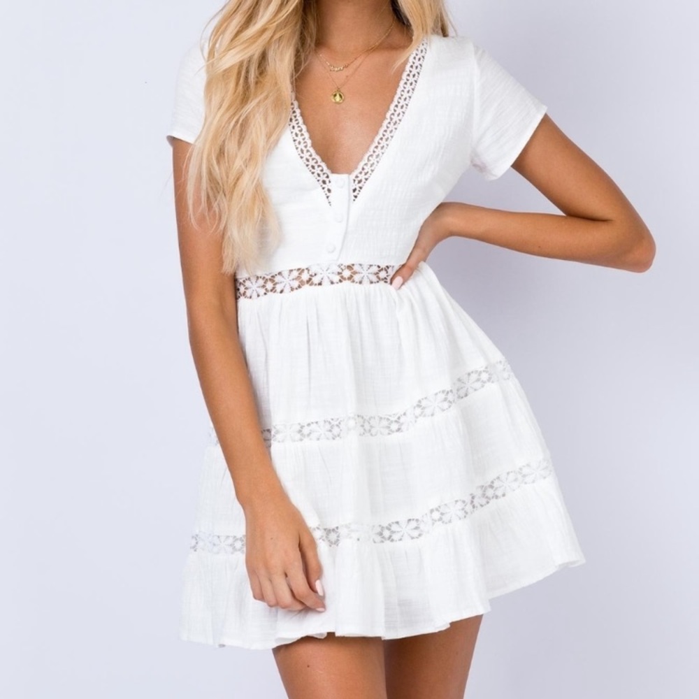 White Lace Mini Dress